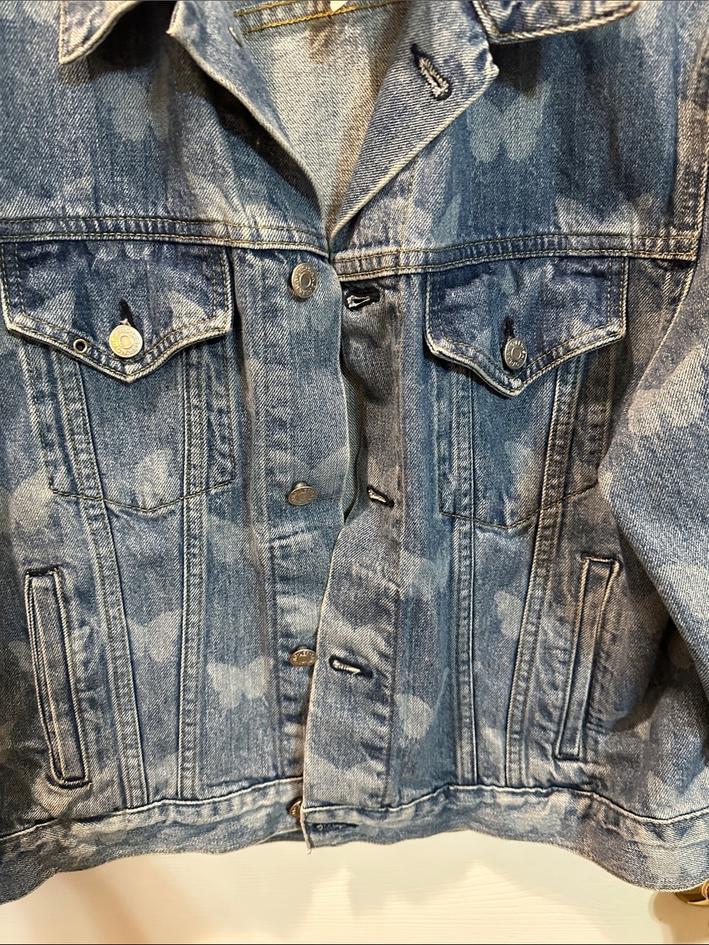 Sandy Liang Distressed Mid-Blue Denim Jacket - Picture 4 of 9